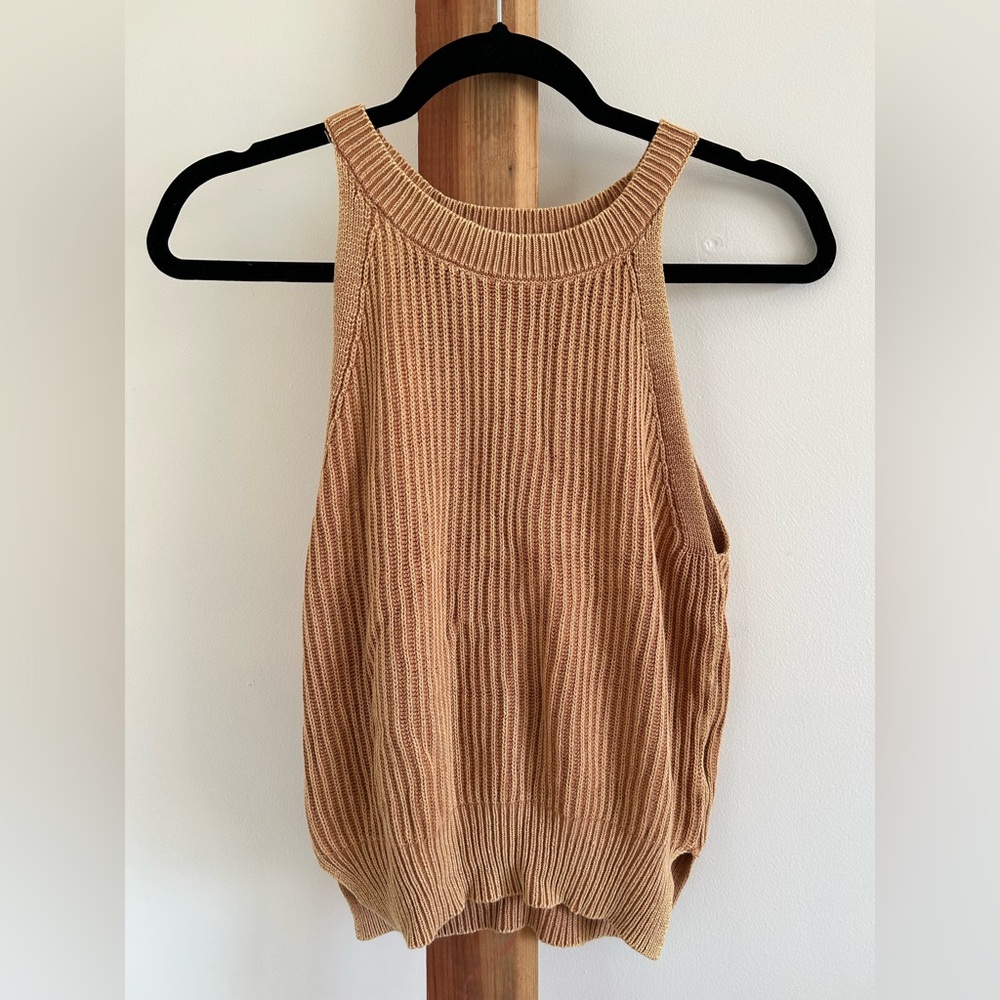 Chic Tan Sleeveless Knit Tank Top